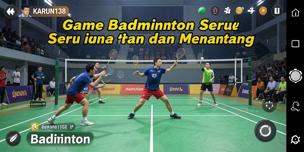 Antarmuka yang menarik dari game Badminton KARUN138 menunjukkan aksi yang seru.