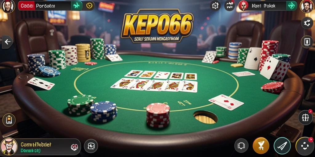 Screenshot antarmuka KEPO66 yang menunjukkan permainan Poker yang mendebarkan.