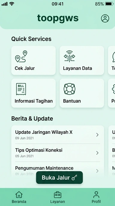 Tampilan link alternatif toopgws