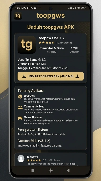 Tampilan halaman APK toopgws