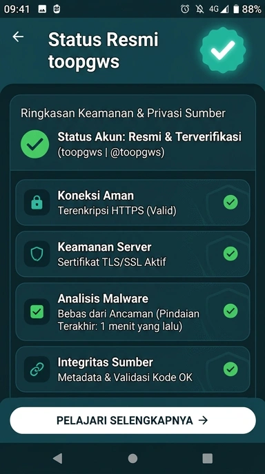 Tampilan kanal resmi toopgws