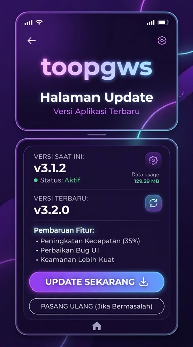 Tampilan riwayat versi toopgws